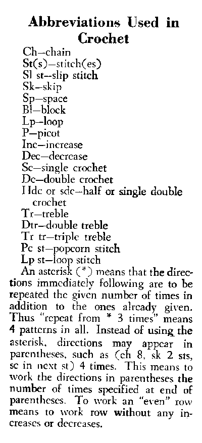 crochet abbreviations