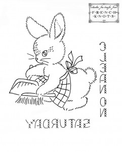 bunny embroidery transfer pattern