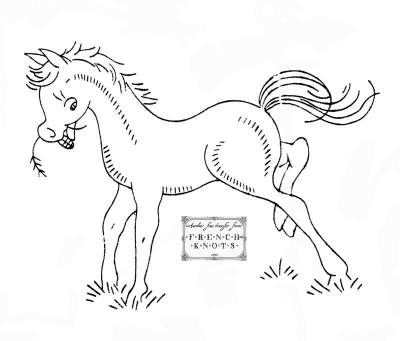 Frisky Horse Embroidery Transfer Pattern