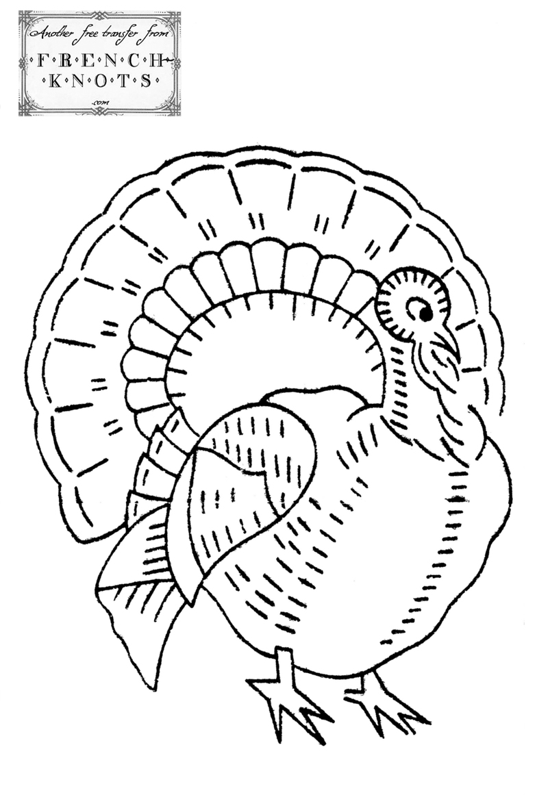 Vintage Turkey Embroidery Transfer Pattern