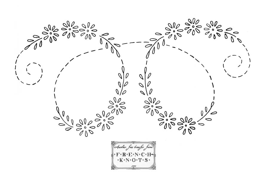 Free Embroidery transfer patterns of daisies and baskets and ornaments
