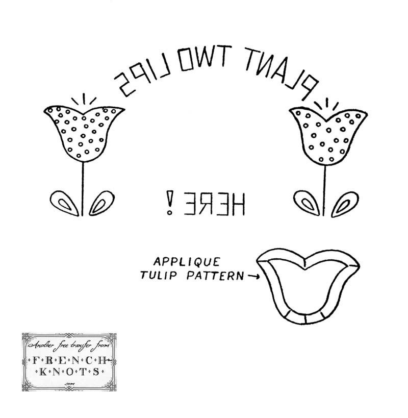 Two Lip and Tulip Embroidery Transfer Patterns