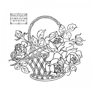 rose basket embroidery transfer