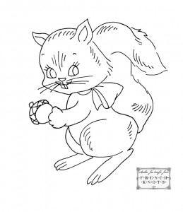 squirrel embroidery transfer