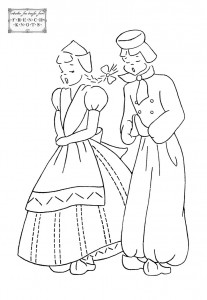 dutch couple embroidery transfer pattern