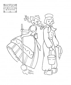 dutch couple DOW embroidery transfer pattern