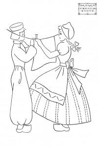 dutch couple embroidery transfer pattern