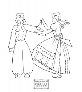 dutch couple hand embroidery pattern