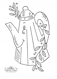 coffee pot embroidery transfer pattern