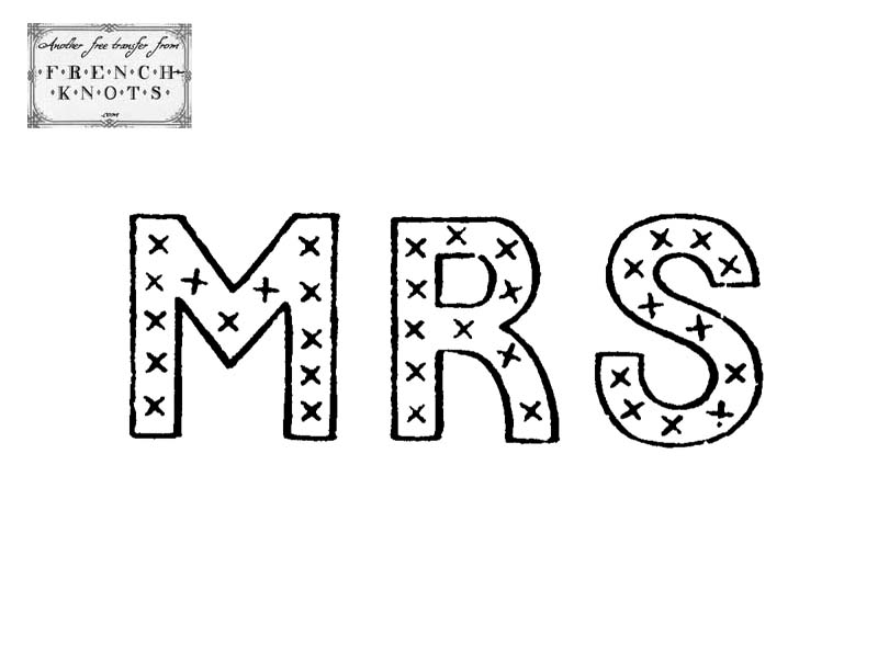 mrs monogram embroidery pattern french knots